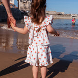 Mini O& I Honor Top White and Red Ditsy