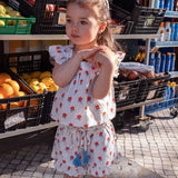 Mini O& I Honor Top White and Red Ditsy