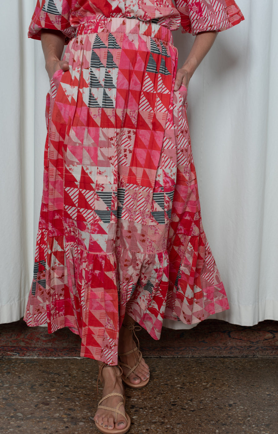 Coco Skirt Red and Pink Geo