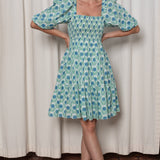 Talia Dress White and Green Azalea