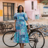 Lara Dress Blue & Green Geo