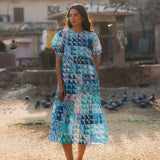 Lara Dress Blue & Green Geo