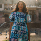 Lara Dress Blue & Green Geo