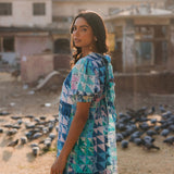 Lara Dress Blue & Green Geo