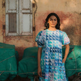 Lara Dress Blue & Green Geo