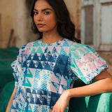 Lara Dress Blue & Green Geo