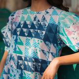 Lara Dress Blue & Green Geo