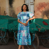 Lara Dress Blue & Green Geo