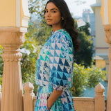 Mimi Top Green & Blue Geo