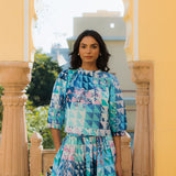 Mimi Top Green & Blue Geo