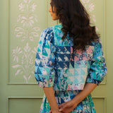 Mimi Top Green & Blue Geo