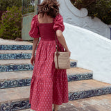 Elsie Dress Red and Pink Hydrangea