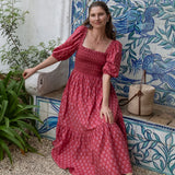 Elsie Dress Red and Pink Hydrangea