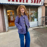 Zara Jacket Navy and Green Floral