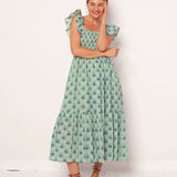 Amelia Dress Green and Blue Azalea