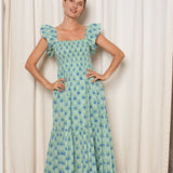 Amelia Dress Green and Blue Azalea