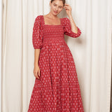 Elsie Dress Red and Pink Hydrangea