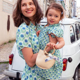 Mini O&I Ella Dress White and Green Azalea