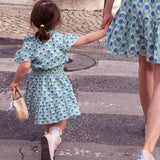 Mini O&I Ella Dress White and Green Azalea