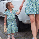 Mini O&I Ella Dress White and Green Azalea