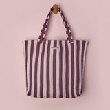 Burgundy Stripe Everyday Tote