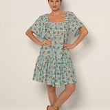 Short Fifi Dress Pastel Blue Stripe Floral