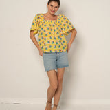 Fifi Top Yellow Stripe Floral