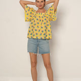 Fifi Top Yellow Stripe Floral