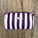 Burgundy Stripe Cosmetic Case
