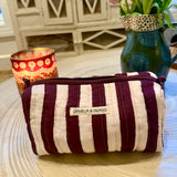Burgundy Stripe Cosmetic Case