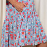 Greta Dress Blue and Red Azalea