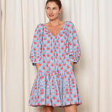 Greta Dress Blue and Red Azalea