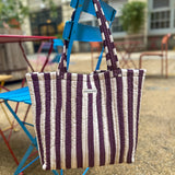 Burgundy Stripe Everyday Tote