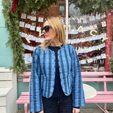 Ashley Jacket Green Ditsy / Blue Stripe