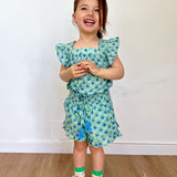 Mini O&I Issy Shorts Green and Blue Azalea