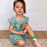 Mini O&I Issy Shorts Green and Blue Azalea