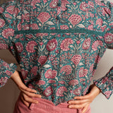 Ruby Blouse Green and Pink Floral