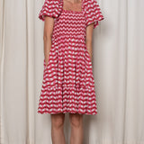 Delilah Dress Red and Pink Zigzag Stripe