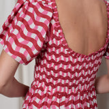 Delilah Dress Red and Pink Zigzag Stripe