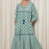 Evie Dress Green and Blue Azalea