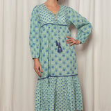 Evie Dress Green and Blue Azalea