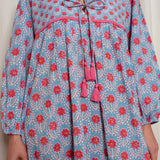 Evie Dress Blue and Red Azalea