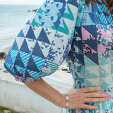 Mimi Top Green & Blue Geo
