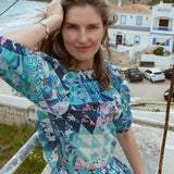Mimi Top Green & Blue Geo