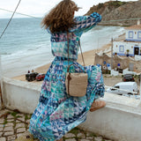 Mimi Skirt Green & Blue Geo