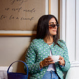 Ashley Jacket Green Ditsy / Blue Stripe