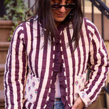 Emmie Jacket Burgundy Stripe / Cream Vintage Floral