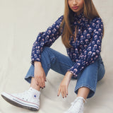 SOLD OUT - Bella Blouse Navy Hydrangea Block Print