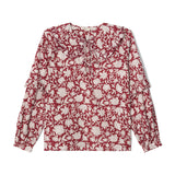 SOLD OUT - Betsy Blouse Burgundy Dahlia Block Print