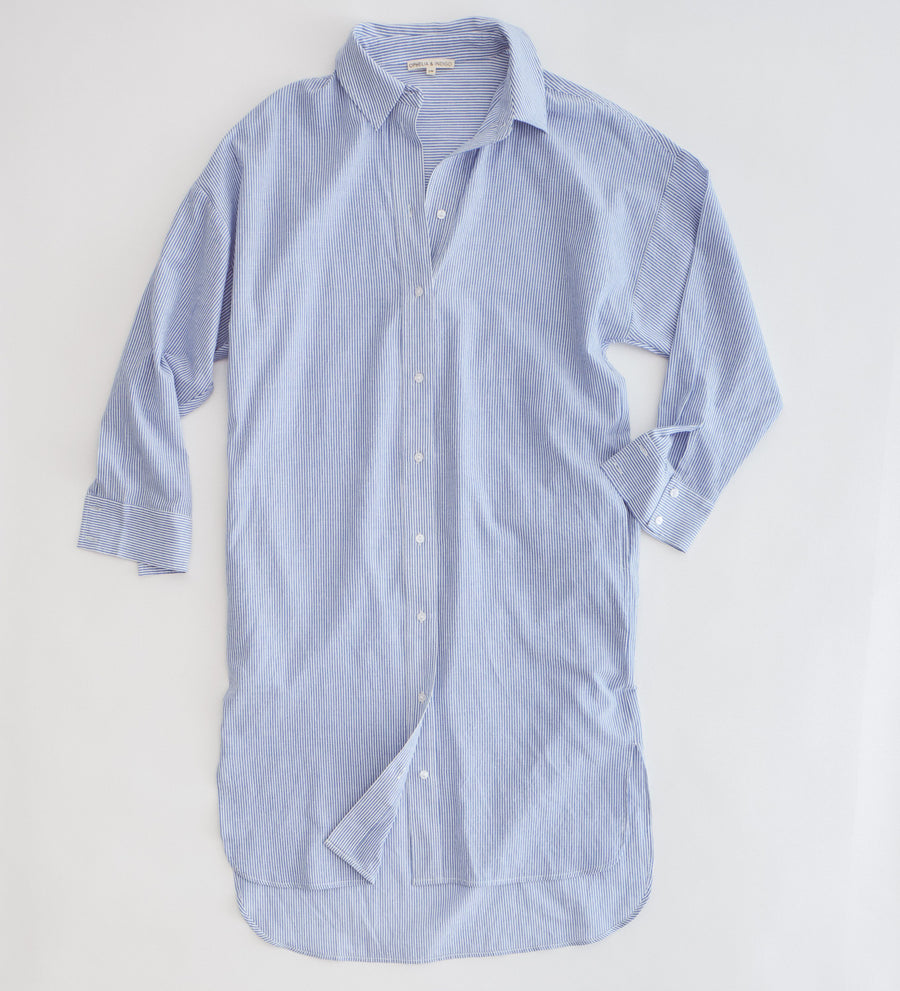 SOLD OUT - Emily Shirt Dress Blue Stripe